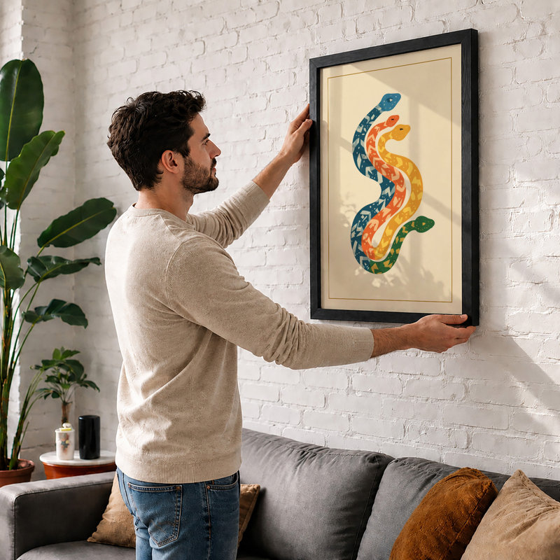 Entwined Serpents Art Deco - Framed Print, Unframed, A3 - 42.0 x 29.7 cm