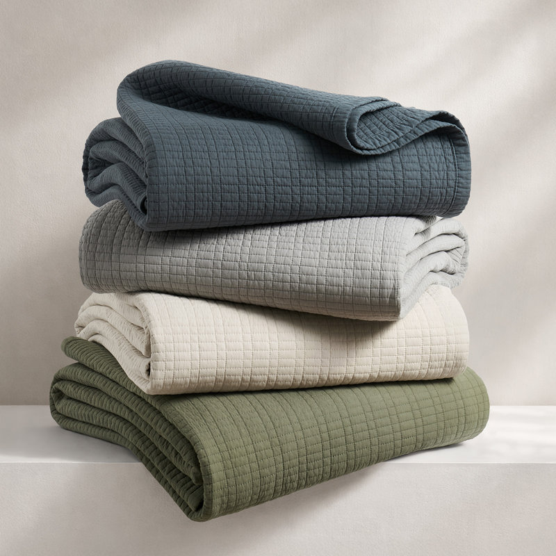 Evergrace 100% Cotton Quilt, Pre-Washed Modern Grid Stitch Lightweight Bedspread Coverlet For All Season, Oversized 3-Piece Quilt Set With 2 Pillow Shams
