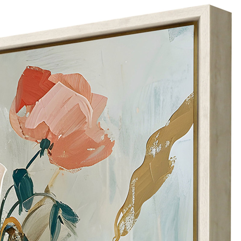 Spring Soiree Floral Canvas Wall Art with Whitewash Frame