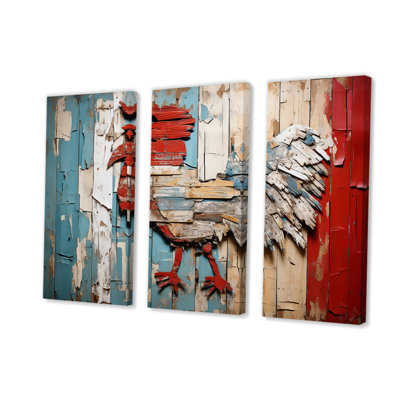 «Rustic Rooster Wooden Peck I», art mural animal de poule