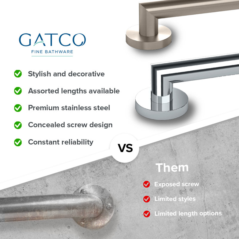 Glam Stainless Steel ADA Compliant Grab Bar | Bathroom Safety Grab Bar, Satin Nickel, 33" W