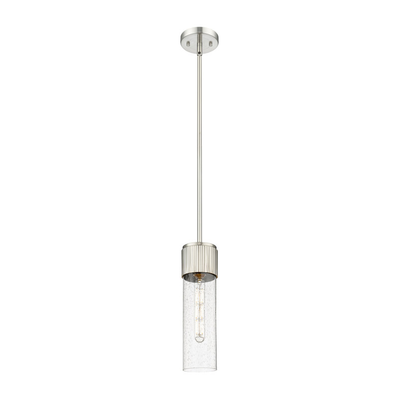 Maiza 1 - Light Single Drop Pendant Pendant, 13.5" H x 4" W x 4" D, Seedy, Satin Nickel