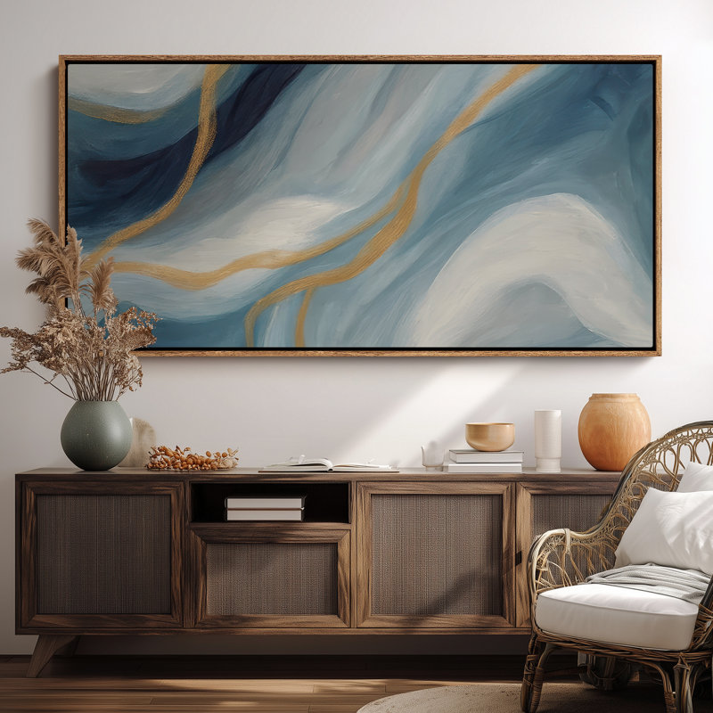 Très grand art mural rétro encadré pour art classique, H 30 po x l 60 po, Naturel