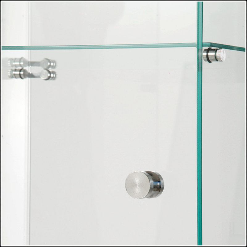 Vitrine à deux portes avec 2 tablettes vitrées et porte, Blanc