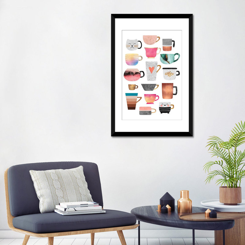 «Coffee Cup Collection» par Elisabeth Fredriksson, reproduction sur toile tendue, H 32 po x l 24 po x P 1 po, Blanc