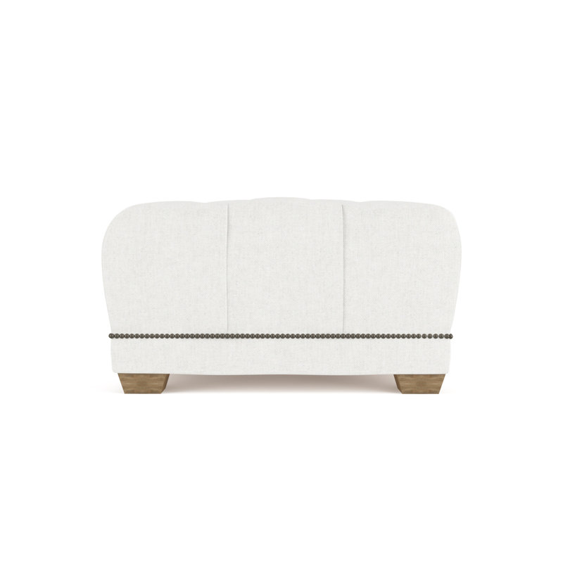 Repose-pieds Hudson, Lin Box Weave blanc, Patiné