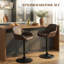 Ensemble de 2 tabourets de bar réglables, tabouret de bar pivotant avec repose-pieds café