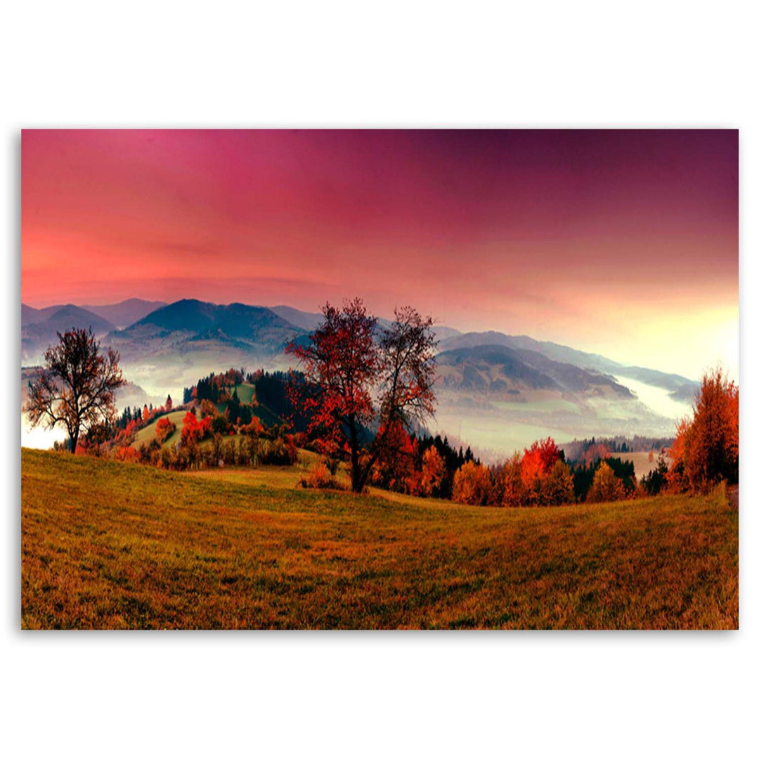 Leinwandbild Berglandschaft Wiese Baum