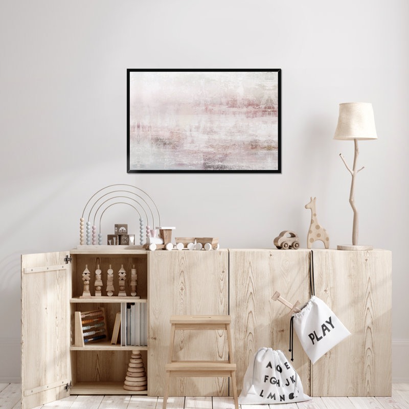 Merlot Blush Abstract - Painting Print, Black Framed Paper Print, 65cm H x 95cm W x 2.3cm D