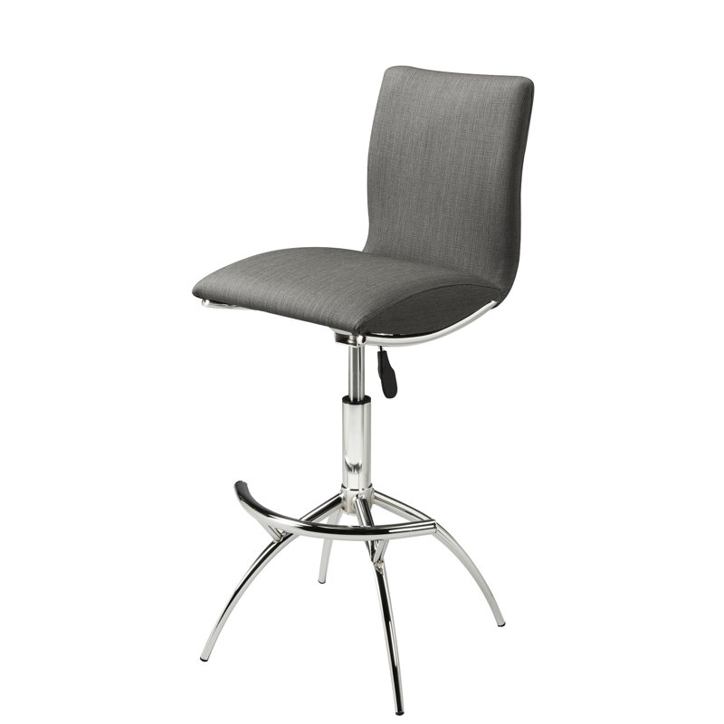 2 tabourets de bar modernes gris avec hauteur réglable et support en métal avec 2 pieds