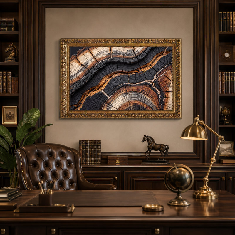 Art mural sur toile Charred Tree Rings, 12"H x 18"W