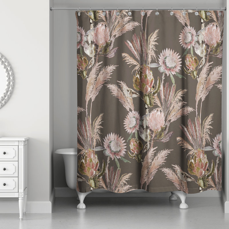 Rideau de douche simple en polyester Mizelle, Gris anthracite