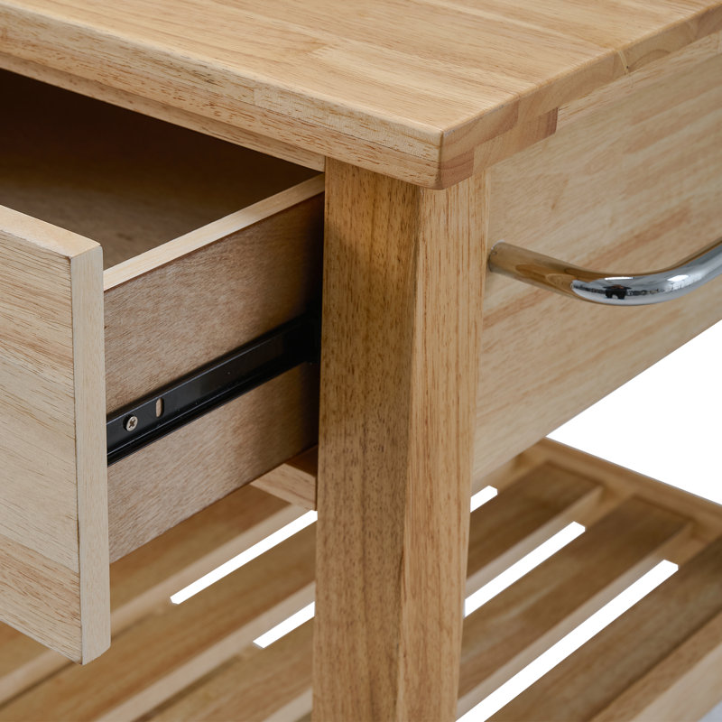 Chariot de cuisine Cherise avec comptoir personnalisable, Bois massif