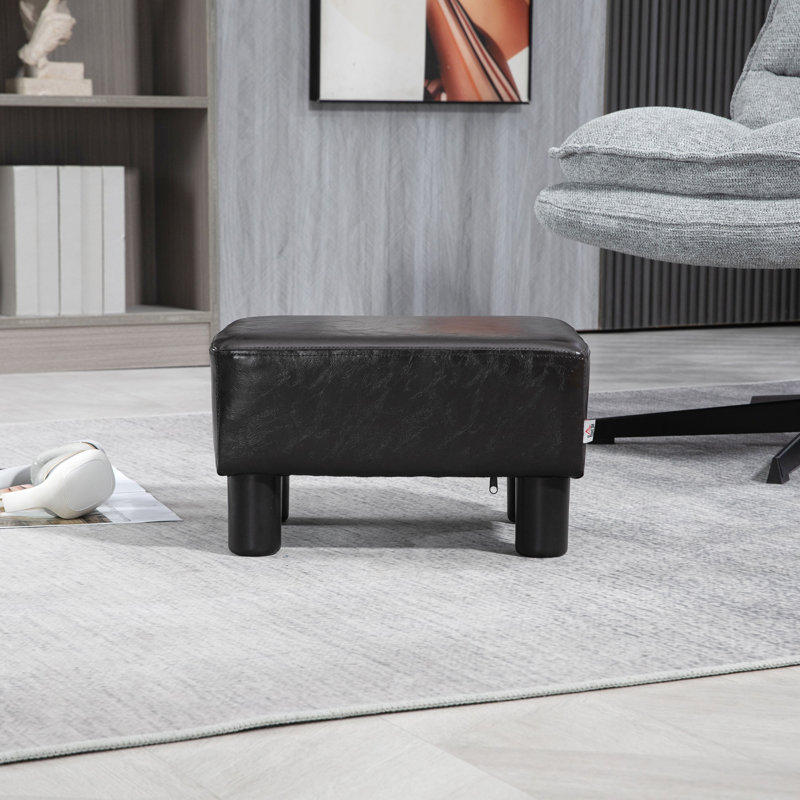 HOMCOM Faux Leather Foot Stool with Legs 40 x 30 x 24cm, Brown