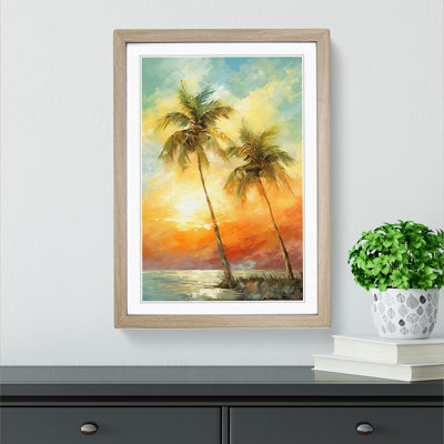 Palm Tree Impressionism - Single Picture Frame Print on Wood