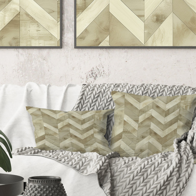 Coussin Beige Chevron Dreams IV - Modern, H 18 po x l 18 po