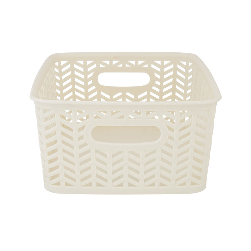 Panier en plastique, Ivoire, H 3,94 po x l 7,87 po x P 9,84 po, 3