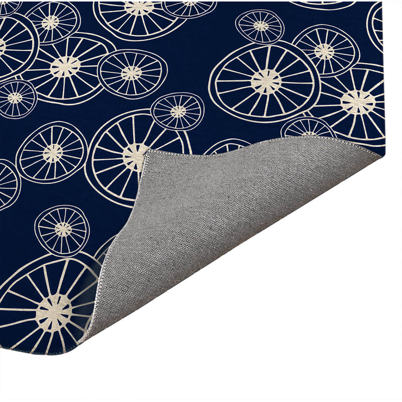 Holmer Polyester Kitchen Mat, Rectangle 5' x 7', Deep Navy Floral