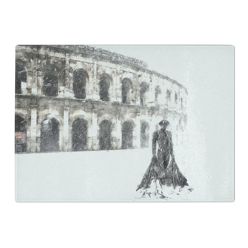 Tempered Glass Arena of Nimes in France Painting Chopping Board, 20 cm x 28.5 cm