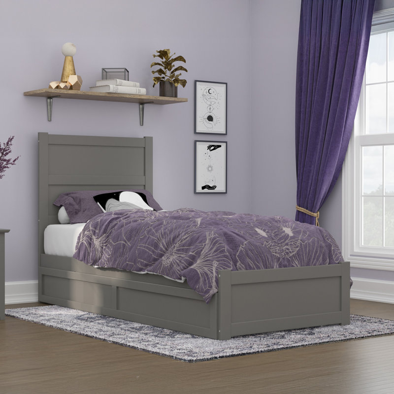 Ivor Solid Wood Trundle Bed, Twin XL, Gray