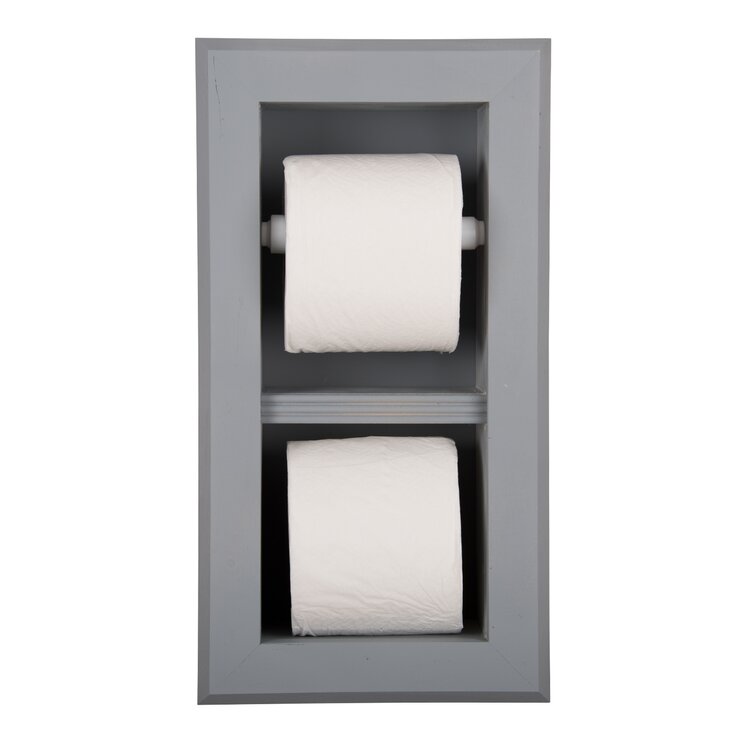 Taylor-3 recessed in wall Solid Wood toilet paper holder, holds