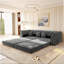 90.6-Inch 3-In-1 Convertible Sleeper Sofa With Movable Ottoman, Button Tufting, And Gold Edge Trim For Multi-Functional Living Spaces.-299564139