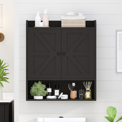 Dorset 21.85''W X 26''H Wall Mounted Bathroom Cabinet, Bathroom Storage Cabinet With Two Doors, Adjustable Shelves, Open Shelf