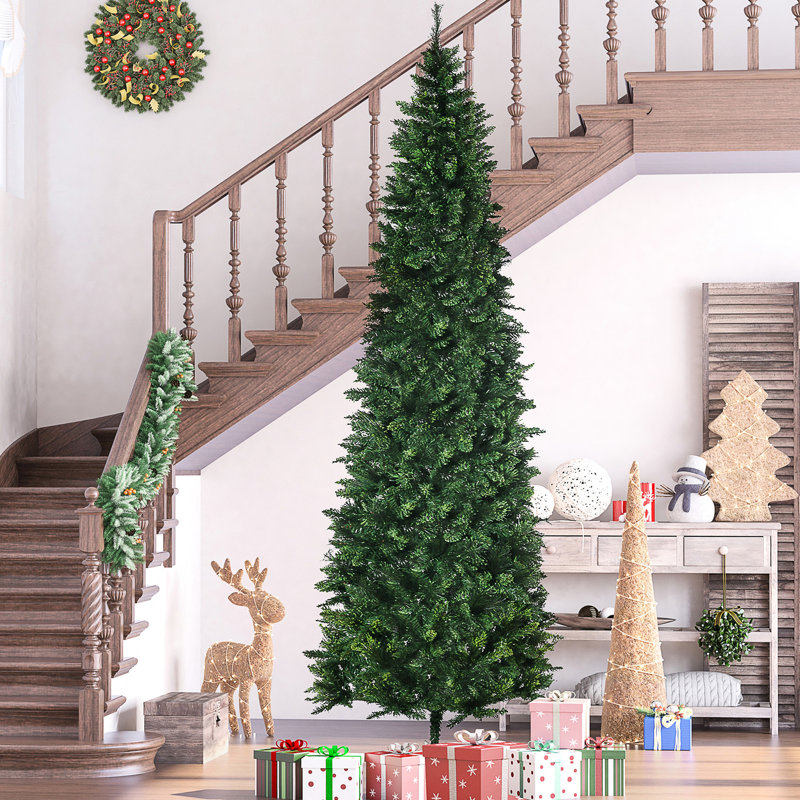 Ornement en forme d'arbre artificiel de 9 pi de hauteur, 1298 branches, ouverture automatique, ignifuge, base solide pour décoration, plastique