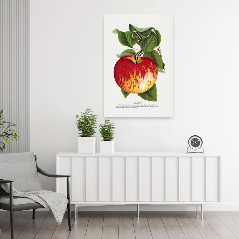 «Wealthy Apple Lithograph Abstract Retro Vintage Flower Landscape», art mural, H 36 po x l 24 po