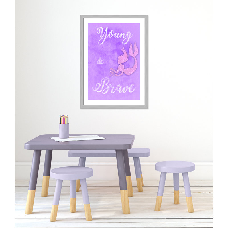 Adhésif décoratif Brave Mermaids, H 34,5 po x l 24,5 po x P 0,6 po, Encadré plat argent