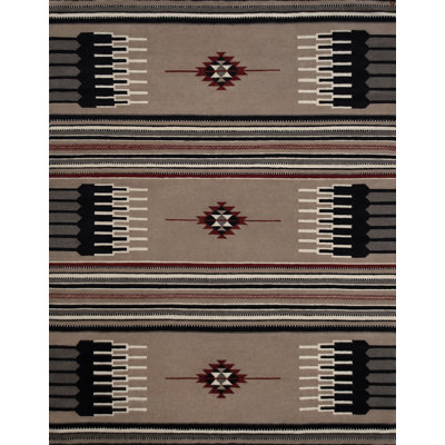 Mesa Hand Knotted Wool Southwestern Area Rug in Chocolate/Red