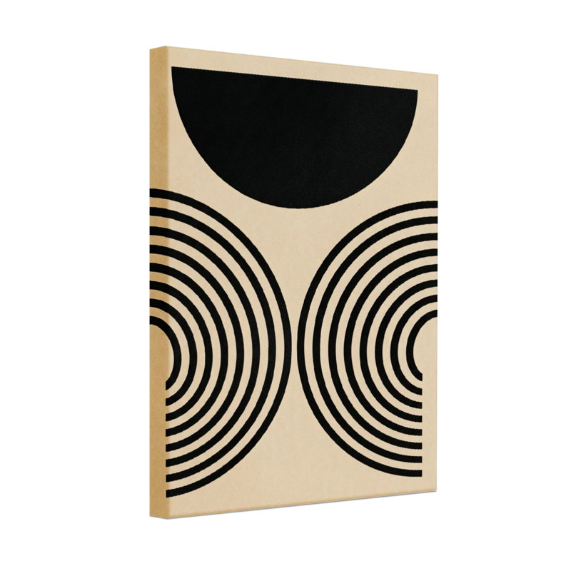 Motif abstrait géométrique abstrait noir et beige, H 30 po x l 20 po