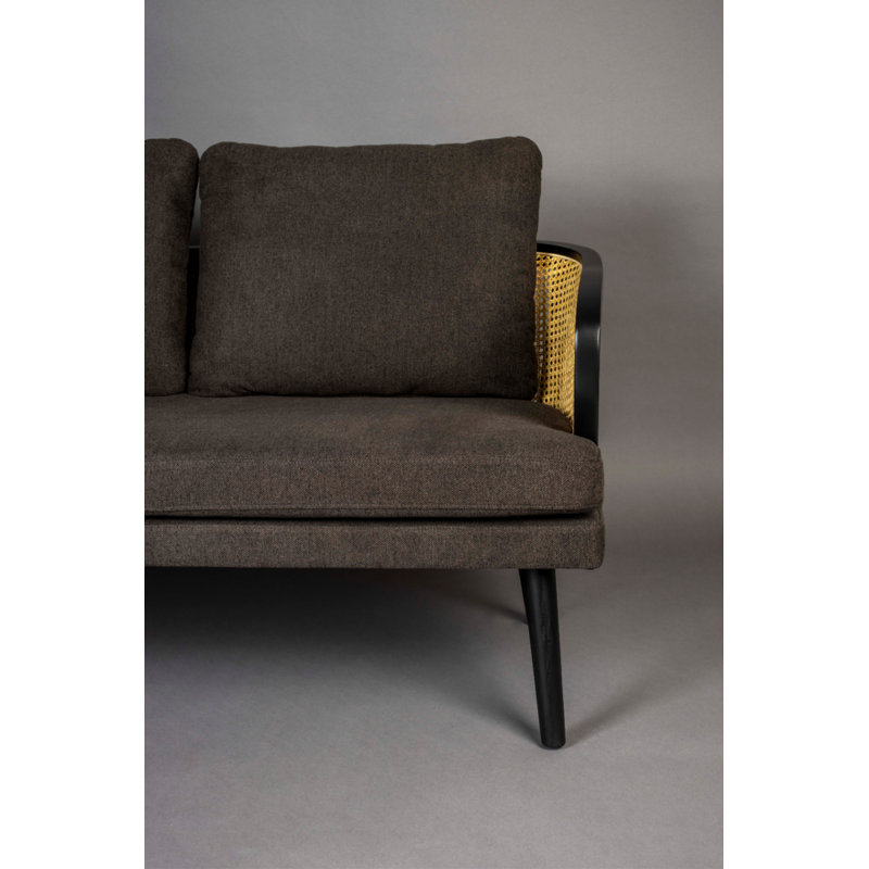 Manou Dark Brown 59'' Rattan-Backed Polyester Loveseat