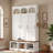 Farmhouse Arched Design Hall Tree With 3 Hidden Storage, 5 Hooks, Compartments Amd Bench-30677897
