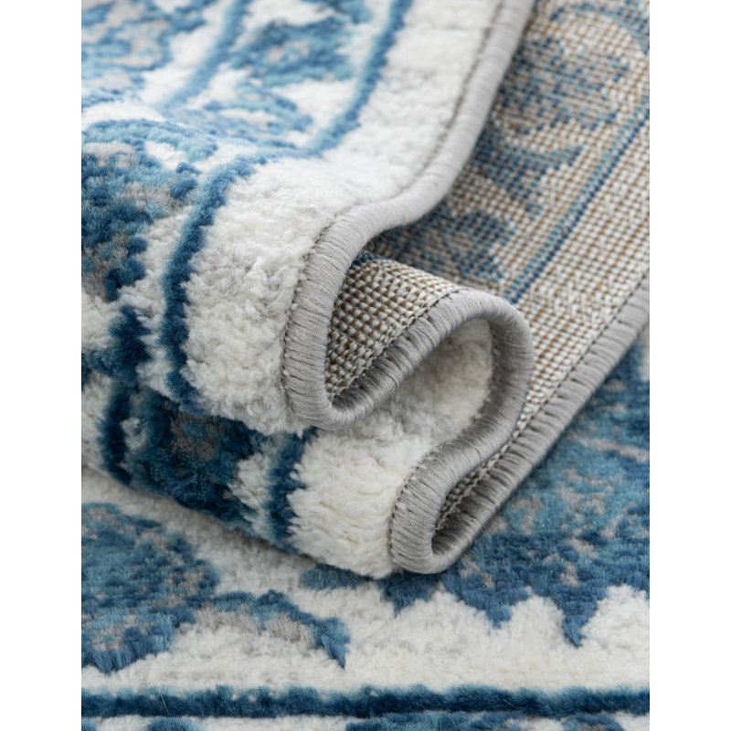 Muth Ivory/Blue Rug, Oval 3'3" x 5'3"