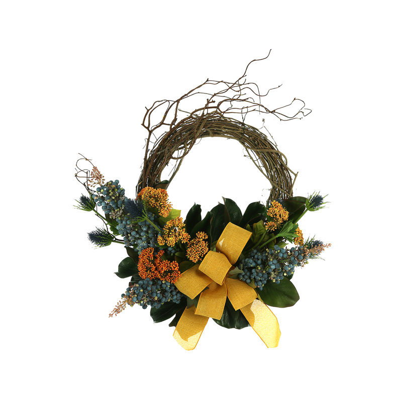 Pumpkin Spice & Everything Nice 32" Fall Wreath with Berry, Thistle, Queen Anne's Lace and Magnolia