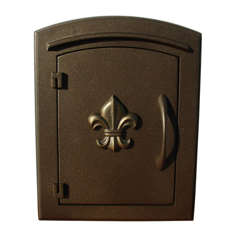 Bronze Aluminum Fleur De Lis Wall Mounted Mailbox
