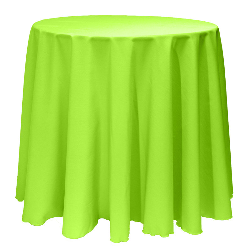 10 Pack Round Polyester Linen Tablecloth, Neon Green, 126" x 126"