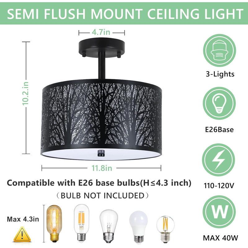 Nychelle Rattan Semi Flush Mount