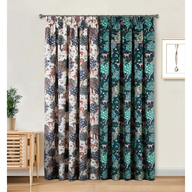 Cochere VELOUR Room Darkening Curtain Pair, 114cm Width x 122cm Drop, Green