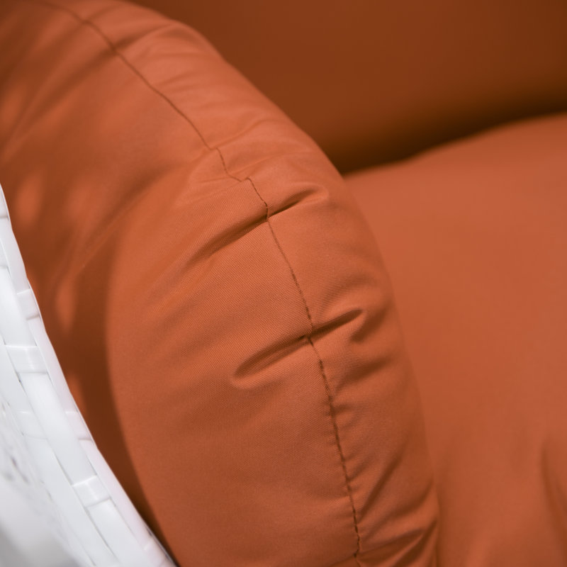 Balancelle d'extérieur pour 1 personne avec support Brookstonval, support pour œuf suspendu en osier tissé à la main, structure en fer résistant aux rayons UV, méridienne de patio rembourrée pour porche, jardin, balcon et cour arrière