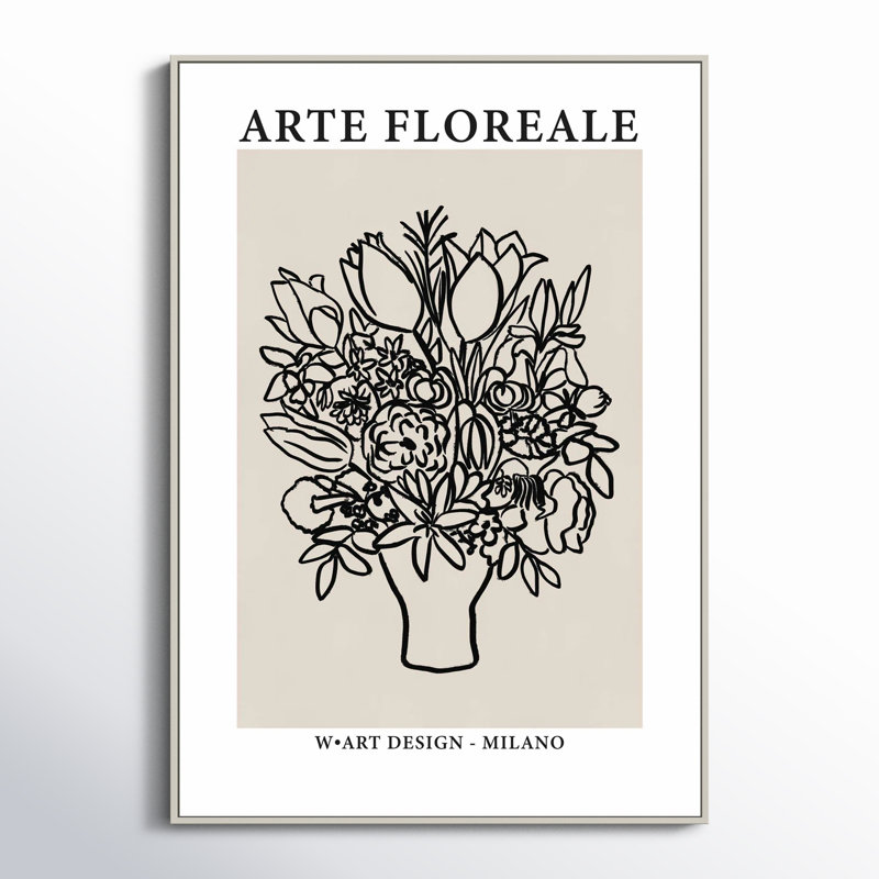Arte Floreale 1 Print by Romina Gadler, 30" H x 21" W, Black Canvas Framed