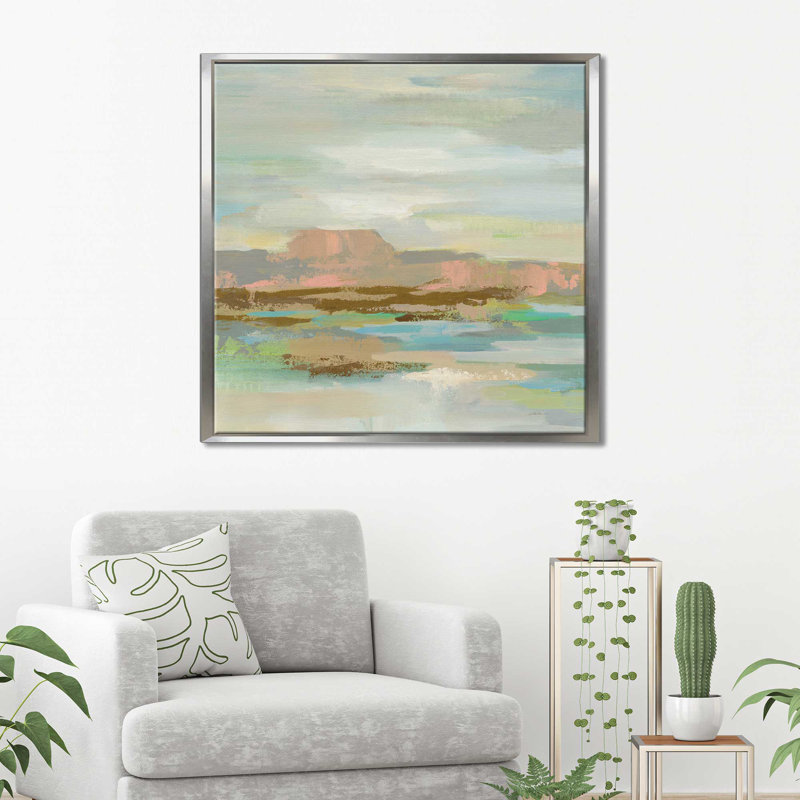 «Spring Desert II v2», reproduction sur toile, H 39,5 po x l 39,5 po x P 2 po, Cadre flottant argent