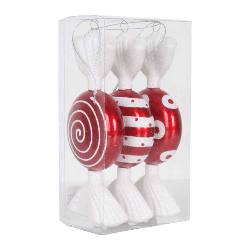 7'' Shatterproof Holiday Shaped Ornament, Red/White