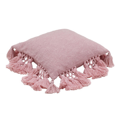 Stone Fringed Cotton Reversible Throw Pillow