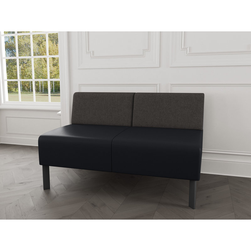 Causeuse sans accoudoirs Luxe Lounge, Acier gris anthracite, Fumée Archetype / noir Modena