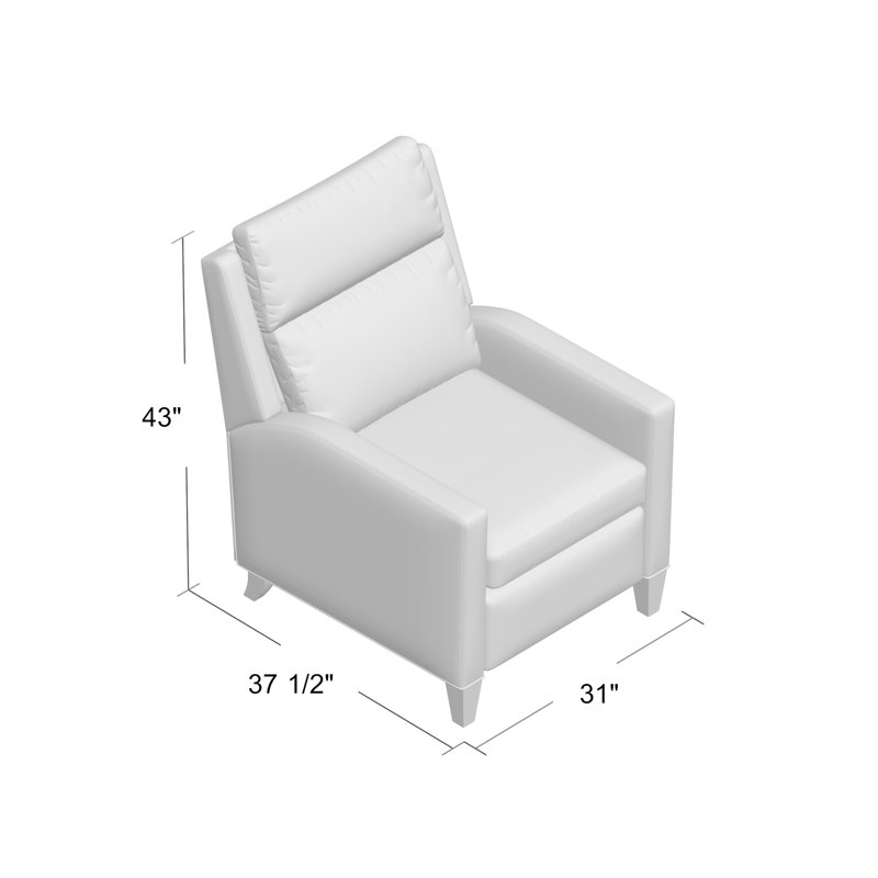 Pinehurst 31" Wide Genuine Leather Standard Recliner, Almond Buff, 1183 Dove, Manual