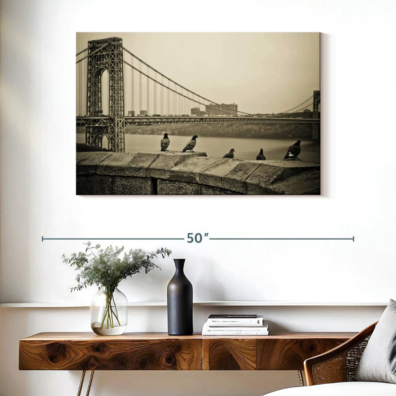 Lilie Pigeon Near Bridge, 26" H x 39" W
