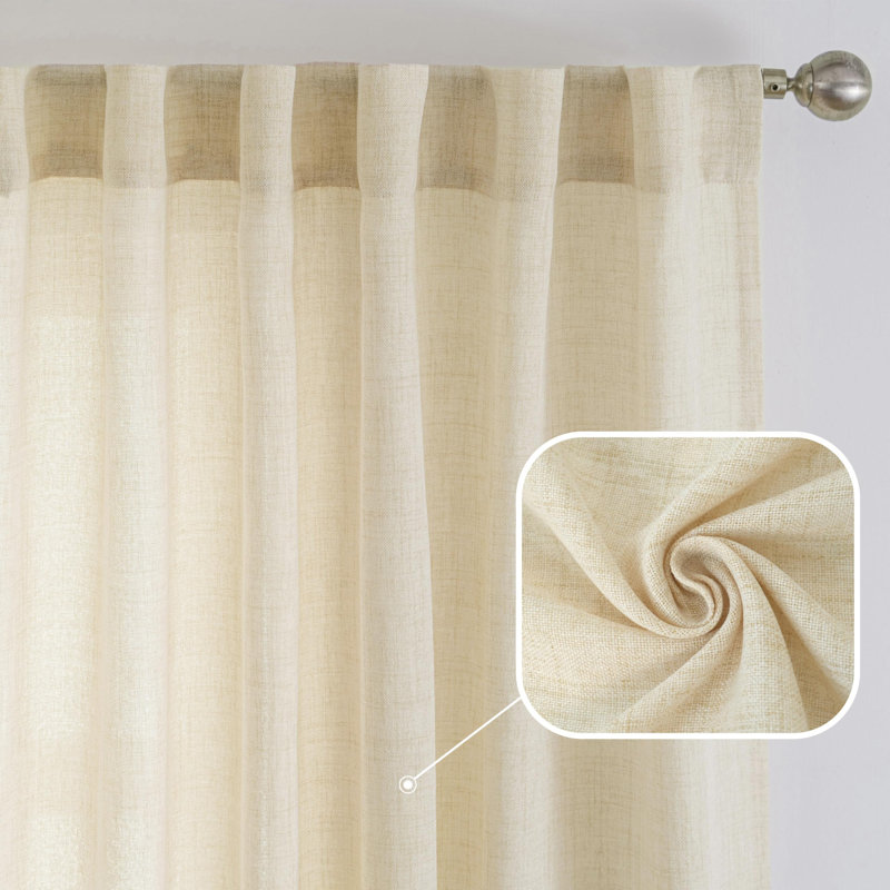 Janie Rod Pocket Semi-Sheer Curtain Panel Pair, 52" W x 72" L, White