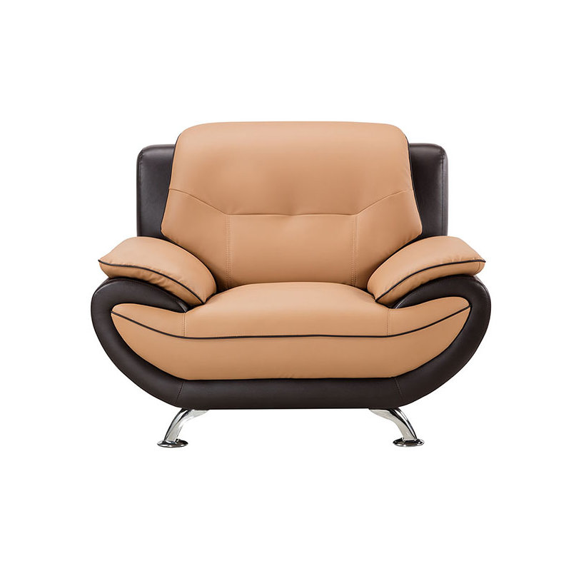 Sulayman Faux Leather Armchair, Yellow/Brown Faux Leather